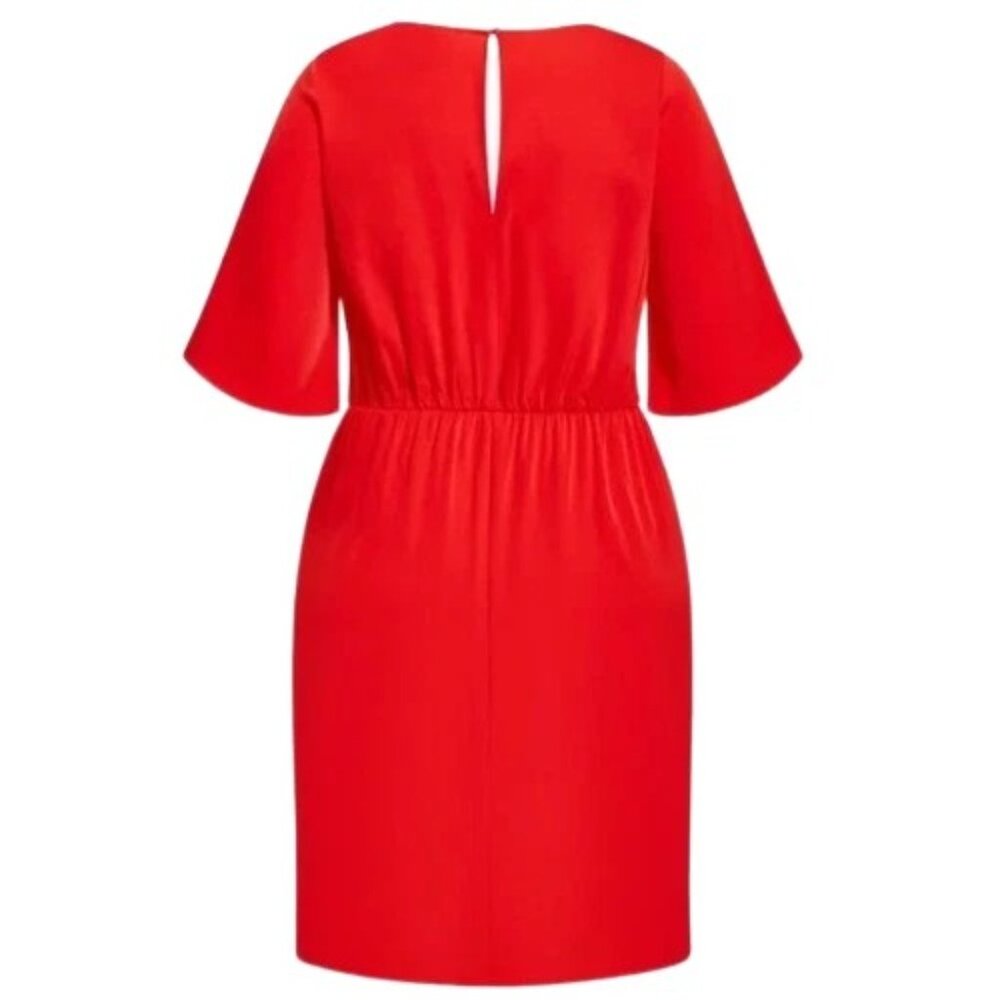 NWT Womens Plus Size 18 City Chic Red Knot Front Deep V Batwing Sleeve Dress NEW - Picture 4 of 8